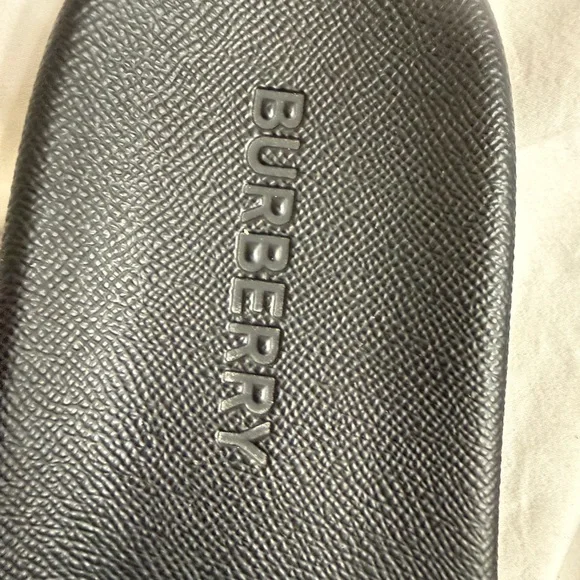 Burberry Black Rubber Slides Size 46 (US 12/13) Logo Designer Sandals - Picture 4 of 11